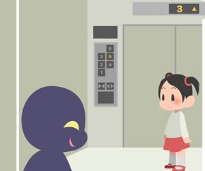 エレベーターに乗り込む子供を狙う不審者